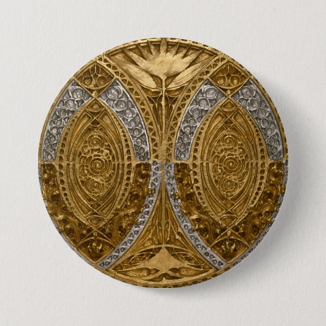 Silver och guld Art Deco-mönster Knapp (Framsida)