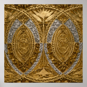 Silver och Guld Art Deco Mönster Poster
