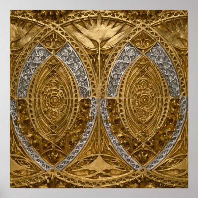 Silver och Guld Art Deco Mönster Poster (Framsidan)