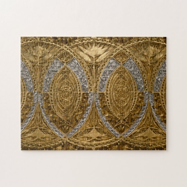 Silver och Guld Art Deco Mönster Pussel (Horisontell)