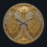 Silver och Guld Art Deco Mönster Stor Klocka<br><div class="desc">vintage art deco mönster med ornatdetaljer och metallisk skina.</div>