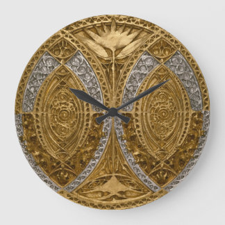 Silver och Guld Art Deco Mönster Stor Klocka