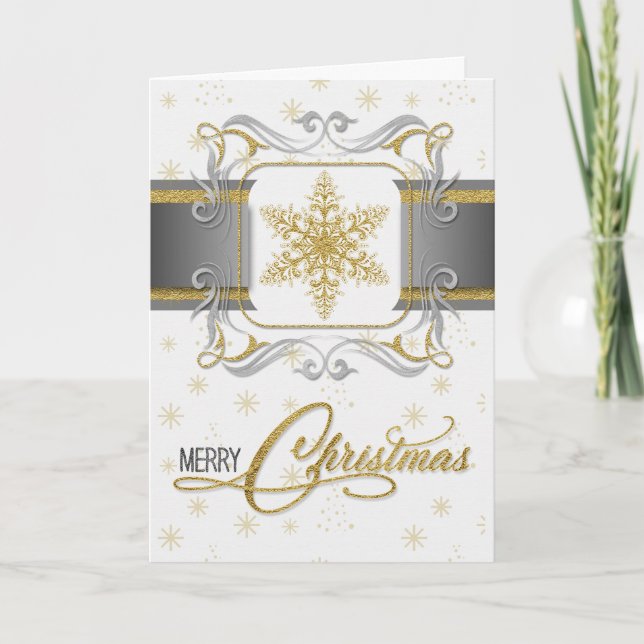 Silver och Guld-Elegantens julgranskädda Helgkort (Framsida)