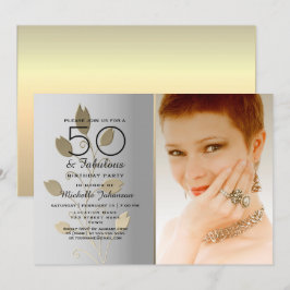 Silver och Guld Foto 50:e födelsedagen Inbjudningar