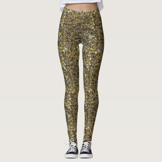 Silver och Guld Glitter Leggings (Framsida)
