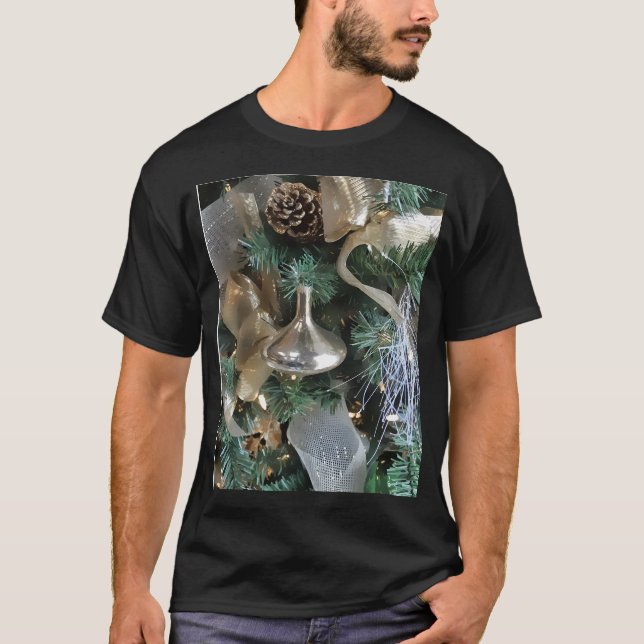 Silver och Guld Julgran - Helgdag Art T Shirt (Framsida)