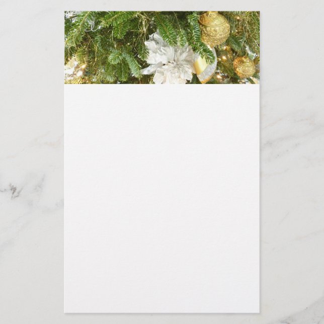 Silver och Guld Julgran I Helgdag Brevpapper (Framsida)