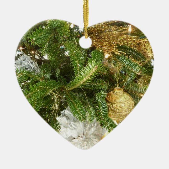 Silver och Guld Julgran I Helgdag Julgransprydnad Keramik (Framsidan)