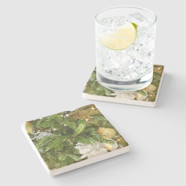 Silver och Guld Julgran I Helgdag Underlägg Sten (Sidan)