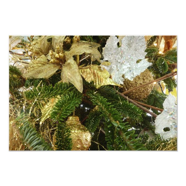 Silver och Guld Julgran II Helgdag Fototryck (Framsidan)