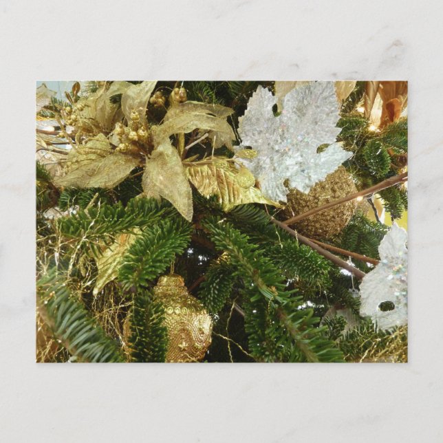 Silver och Guld Julgran II Helgdag Helg Vykort (Framsida)