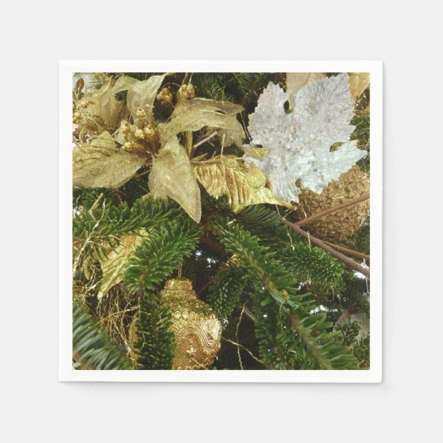 Silver och Guld Julgran II Helgdag Pappersservett (Framsidan)
