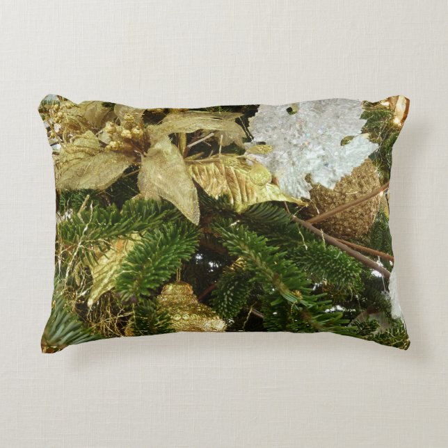 Silver och Guld Julgran II Helgdag Prydnadskudde (Framsidan)