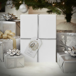 Silver och guld julkrubba jul presentetikett