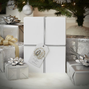 Silver och guld julkrubba jul presentetikett