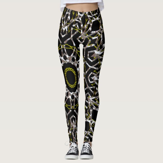 Silver och Guld Mandala Leggings (Framsida)