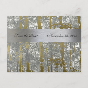 Silver och Guld Metallic Träd Spara datum Meddelande Vykort