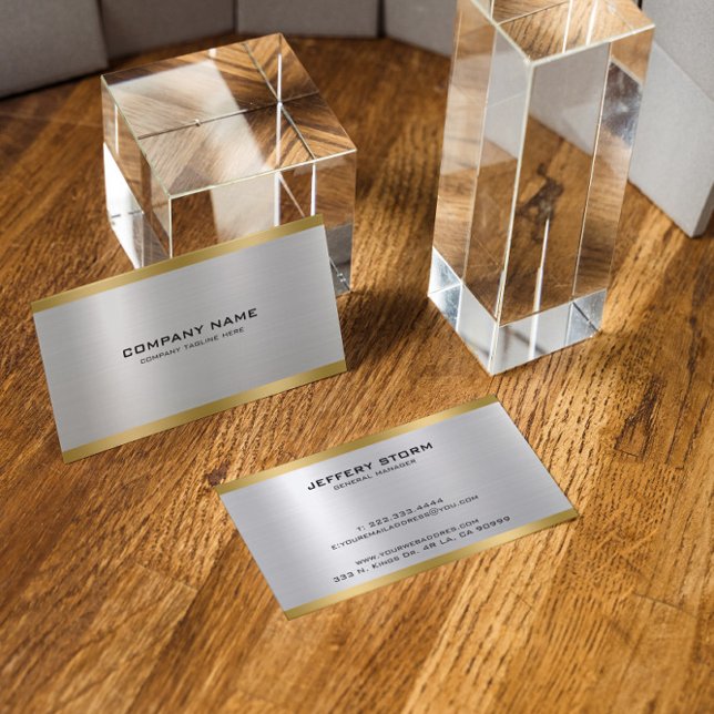 Silver och Guld Metallisk Textur Visitkort (Skapare uppladdad)