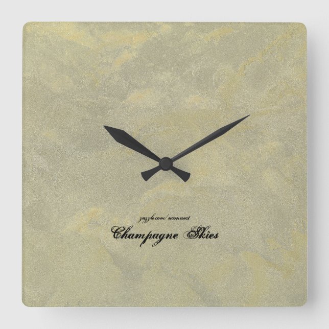 Silver och Guld metalliska gips Fyrkantig Klocka (Framsida)