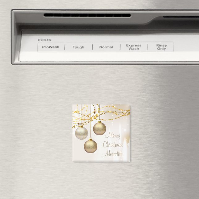Silver och Guld Ornate jul Bollar Magnet (In Situ (Dishwasher))