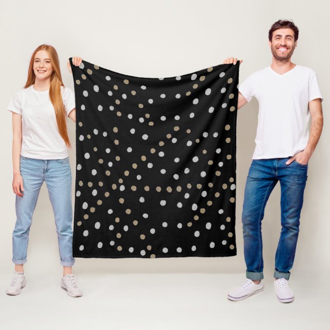 Silver och Guld Polka dots Fleecefilt (På plats)