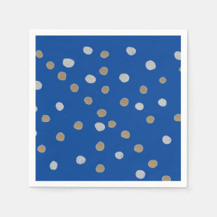 Silver och Guld Polka dots om blått Pappersservett