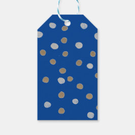 Silver och Guld Polka dots om blått Presentetikett