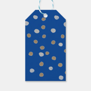 Silver och Guld Polka dots om blått Presentetikett