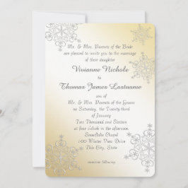 Silver och Guld Snöflingor Bröllop Inbjudningar