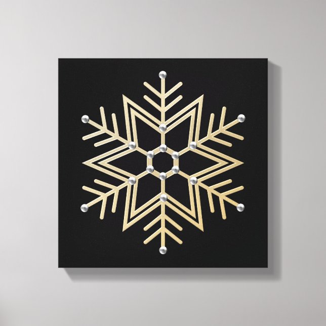 Silver och Guld Snowflake Canvastryck (Framsida)