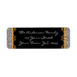 Silver och Guld under Returetiketterna jul Returadress Etikett