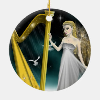 Silver- och guldängeln cirklar prydnaden julgransprydnad keramik