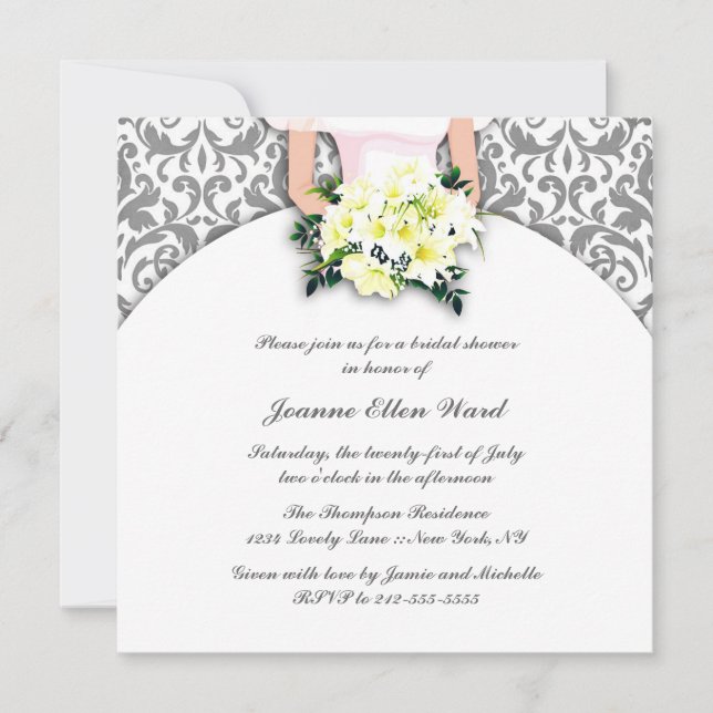 Silver och Gult Inbjudningskort för möhippan (Framsida)