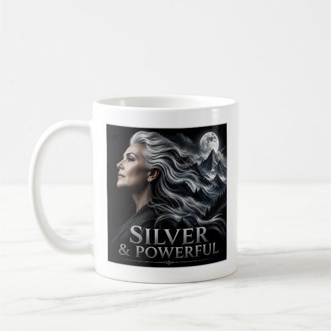 Silver och kraftfullt grått hår stolthet Silver sy Kaffemugg (Vänster)