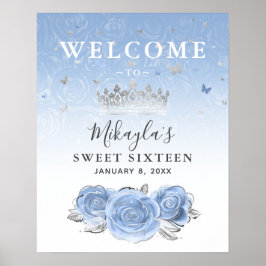 Silver och Light Baby blue Ro Välkommen Party Poster