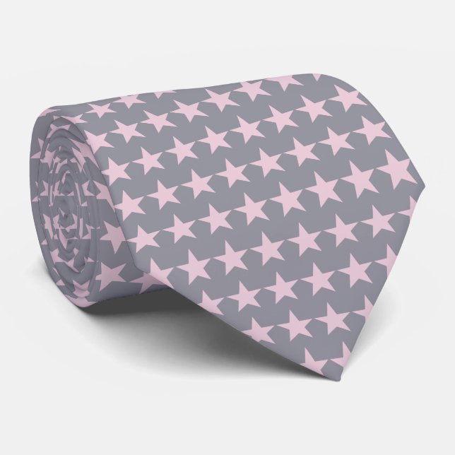 Silver och LightPink Stars Mönster Ties Slips (Rullad)