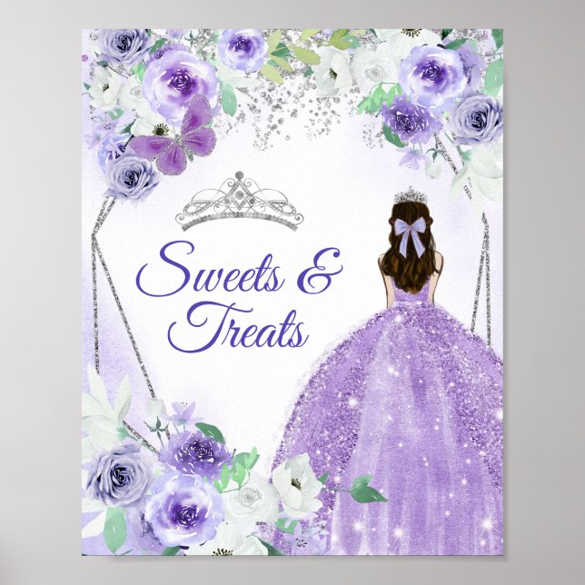 Silver och Lila Darten Quinceañera Sweet Treats Poster (Framsidan)