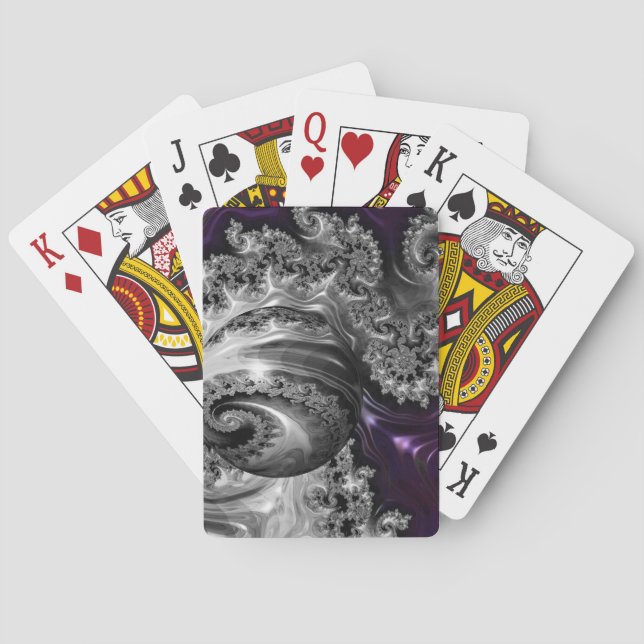 Silver och Lila Fractal Vortex Casinokort (Baksidan)