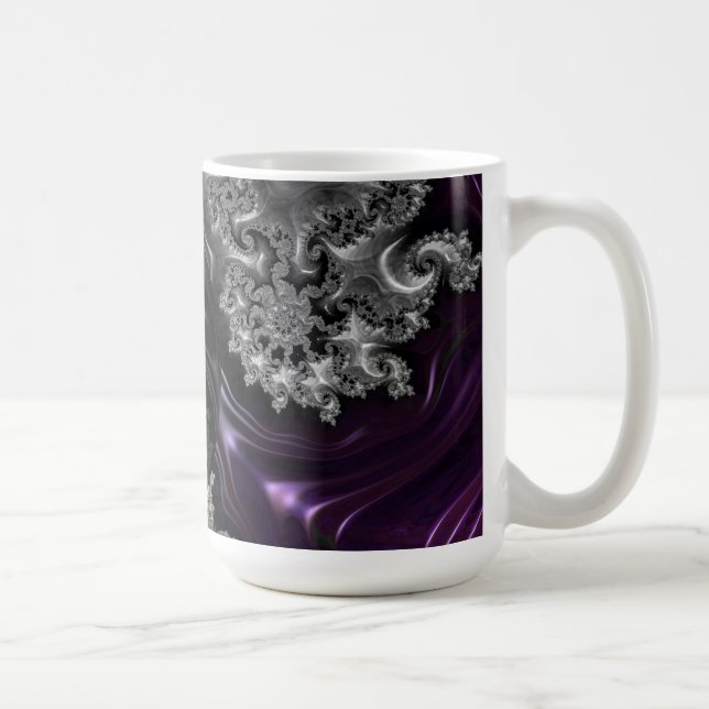 Silver och Lila Fractal Vortex Kaffemugg (Höger)