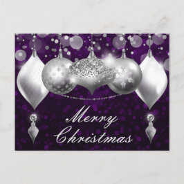 Silver och Lila Jul Baubles Ornaments Helg Vykort