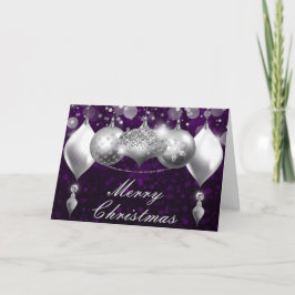 Silver och Lila Jul Baubles Ornaments Helgkort