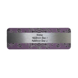 Silver och Lila Metalliska Adressetiketter Returadress Etikett