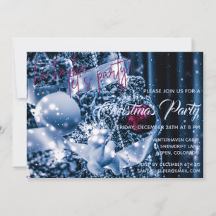 Silver och Magenta Glitter Bauble jul Party Inbjudningar