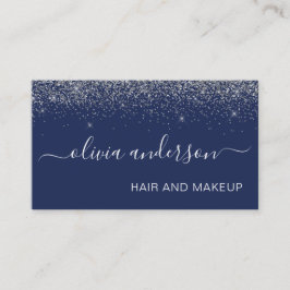 Silver och marinblått Glitter Hair Makeup Salon Visitkort