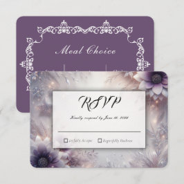 Silver och Mjuk Amethyst Vinterblommor Bröllop OSA Kort