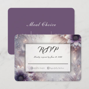 Silver och Mjuk Amethyst Vinterblommor Bröllop OSA Kort