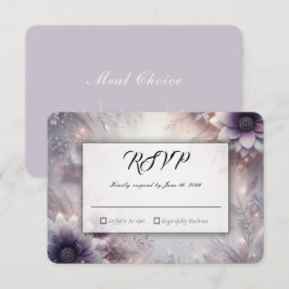 Silver och Mjuk Amethyst Vinterblommor Bröllop OSA Kort