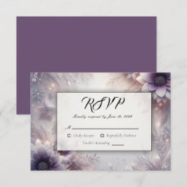 Silver och Mjuk Amethyst Vinterblommor Bröllop OSA Kort