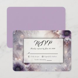 Silver och Mjuk Amethyst Vinterblommor Bröllop OSA Kort