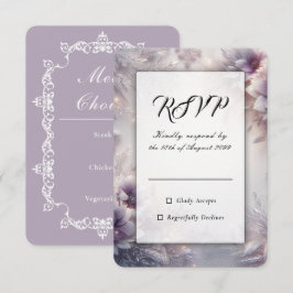 Silver och Mjuk Amethyst Vinterblommor Bröllop OSA Kort